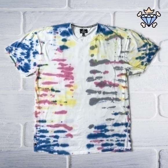 MENS THREADBARE TIE DYE SHORT SET WITH TEE SIZE LARGE TEE SIZE MEDIUM SHORTS - Picture 3 of 16